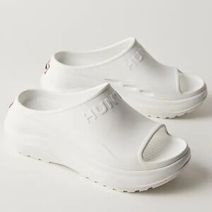 NEW Hunter haddie platform slip on summer sandal in white size 39/ 8-8.5